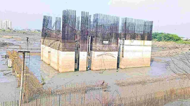 Amaravati Secretariat Building's Raft Foundation Revealed After Years of Water Submersion